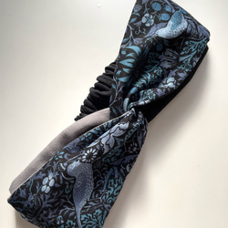 William Morris ⭐️ 設計面料使用 ⭐️ 草莓小偷藍 ⭐️ 頭巾髮帶 第4張的照片
