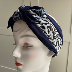 William Morris 設計面料使用 ⭐️ Willow Bow blue ✖️ 絲帶 ⭐️ 頭巾髮帶 第6張的照片