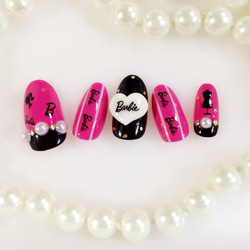 バービー/barbie/ぷっくり3Dハート/ガーリー/ピンク/ネイルチップ