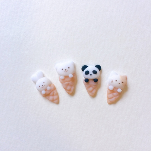 3dネイルパーツ アニマル どうぶつ デコパーツ 選べる/動物アイスクリーム3Dネイルパーツ/デコパーツ ネイルチップ