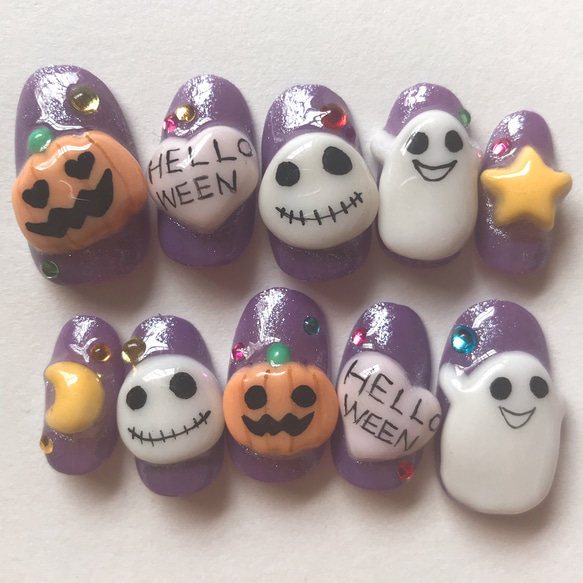 ハロウィン♪おばけxかぼちゃ☆3Dネイルチップ ネイルチップ（つけ