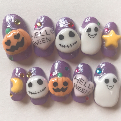 サイズオーダー無料♡036ネイルチップ♡匿名配送料込♡ハロウィンネイル 送料無料☆大人ハロウィンネイルNo.1☆ネイルチップ ネイルチップ