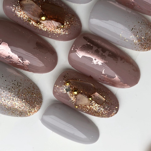 ネイルチップ ジェルネイル ジェルチップ フォイル シェルネイル