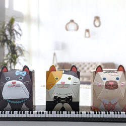 3匹のおめかしネコBOX / ペーパークラフト / ギフトボックス / クリアケース付き 1枚目の画像