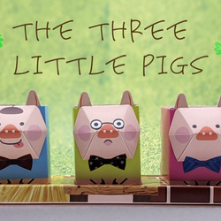 3匹の子ぶたBOX / ペーパークラフト / ギフトボックス / クリアケース付き 2枚目の画像