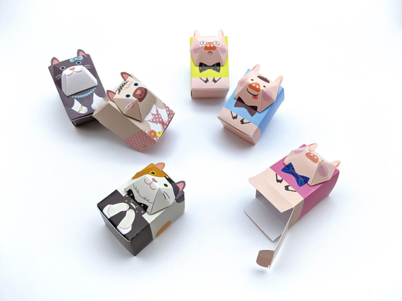 3匹の子ぶたBOX / ペーパークラフト / ギフトボックス / クリアケース付き 9枚目の画像