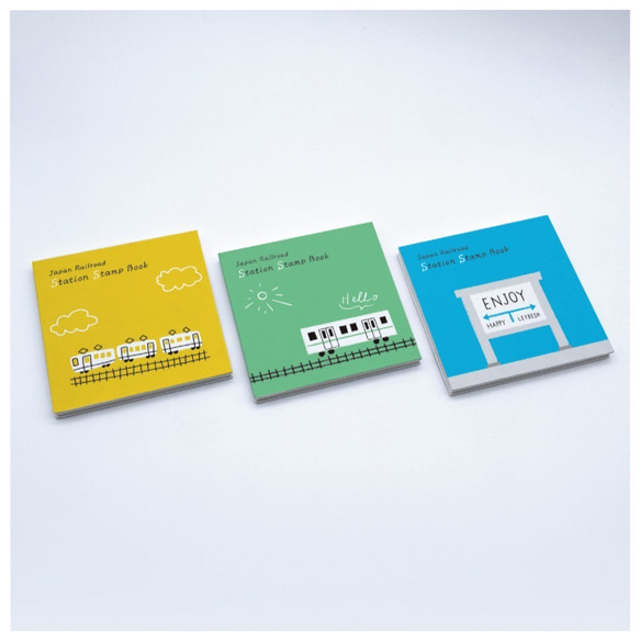 鉄道駅スタンプ帳 // 3冊セット // 収納BOX付き // 蛇腹式  手製本 // 鉄道イラスト 2枚目の画像