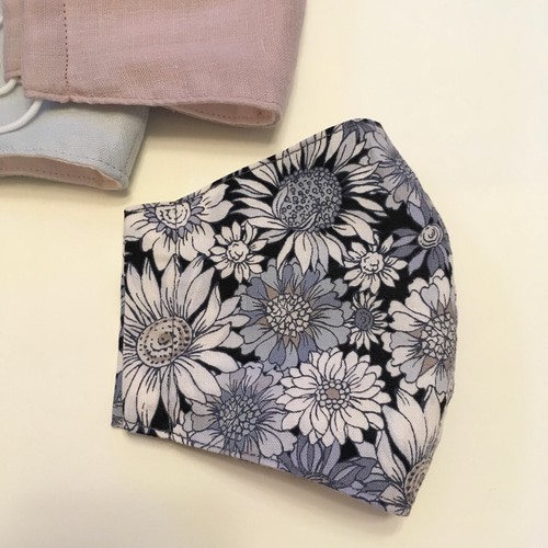 c-19.ハンドメイドインナーマスク シックなレース柄(ブラック×ホワイト)