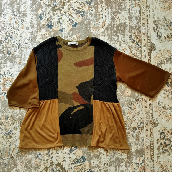 ⚡️リメイク⚡️迷彩柄ニットセーター 1枚目の画像
