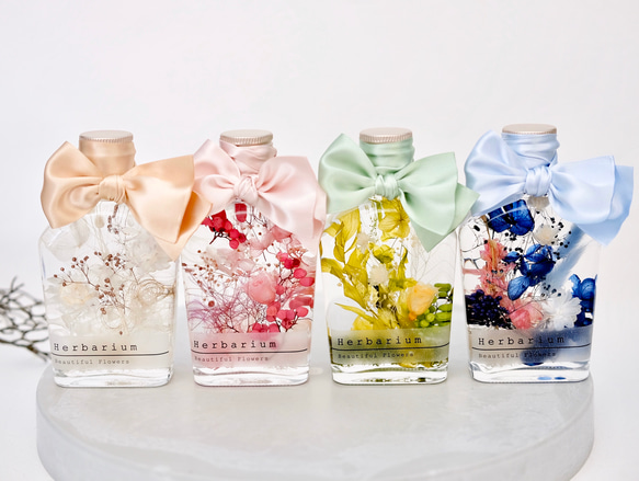 ハーバリウム エレガント系 【白薔薇の夏ボトル】 ハーバリウム