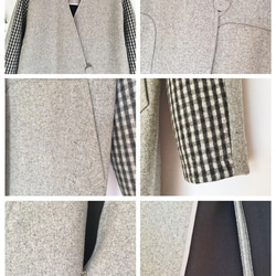 ★冬新作★ウール混袖配色仕様ゆったり着られるシンプルなポケット付きロングコート♪ 3枚目の画像
