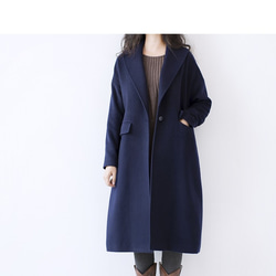 LOLO ロングコート ウールコート 濃紺 サイズL LOLO ロングコート ウールコート 濃紺 サイズL LOLO ロングコート