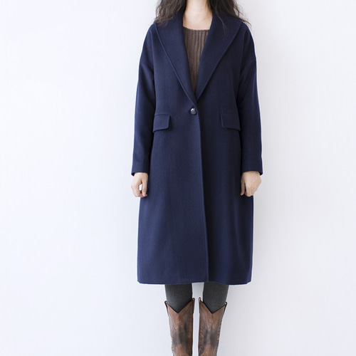 L】上品なネイビーロングウールコート♪ コート トモハンドメイド 通販
