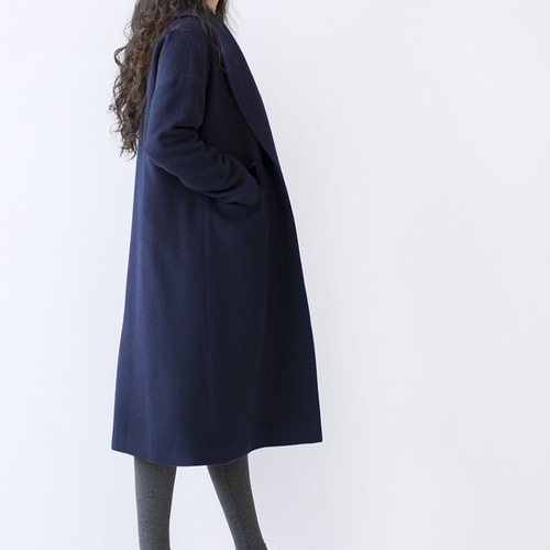 L】上品なネイビーロングウールコート♪ コート トモハンドメイド 通販