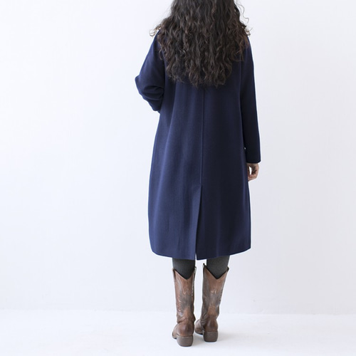 L】上品なネイビーロングウールコート♪ コート トモハンドメイド 通販
