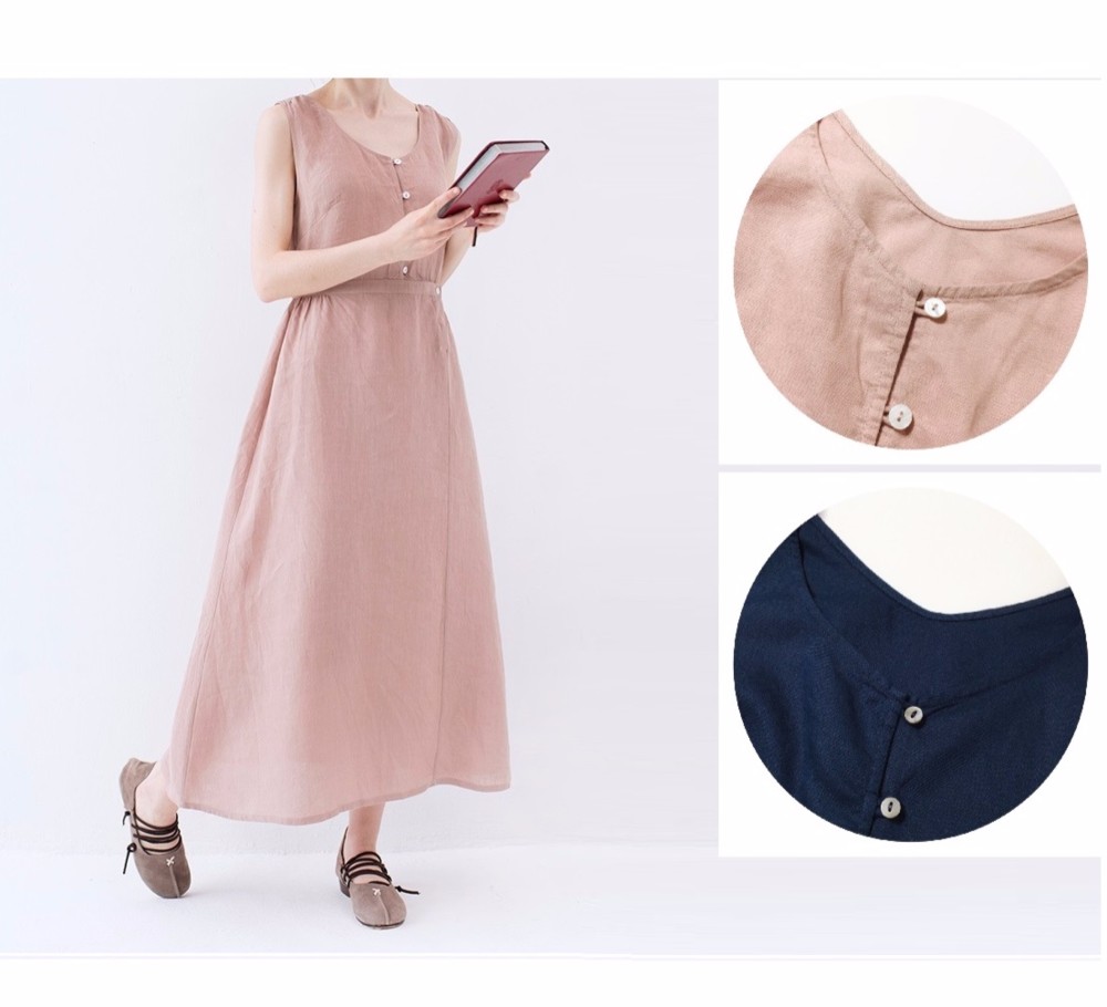 ★SALE★ﾋﾟﾝｸ★【S】ノースリーブシンプルなロングワンピース♪