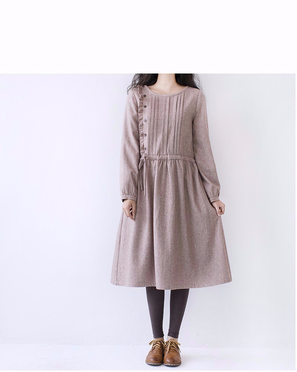 M】大人可愛いポケット付ウール混ワンピース♪ ワンピース トモ  