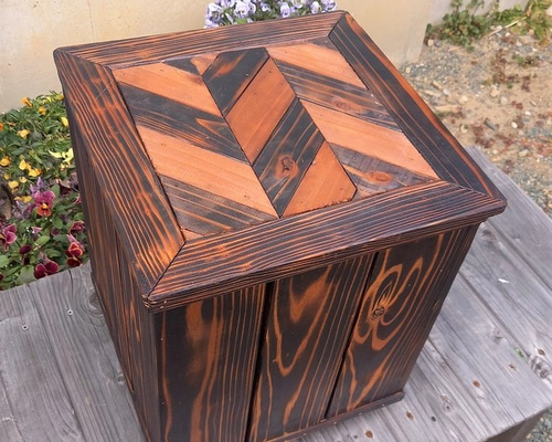 焼杉柿渋塗収納箱（サイドテーブル）