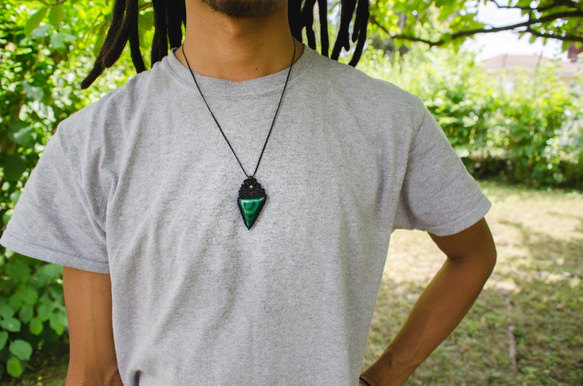 マラカイト マクラメネックレス / Malachite Macrame necklace 1枚目の画像