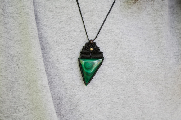 マラカイト マクラメネックレス / Malachite Macrame necklace 4枚目の画像