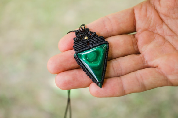 マラカイト マクラメネックレス / Malachite Macrame necklace 5枚目の画像