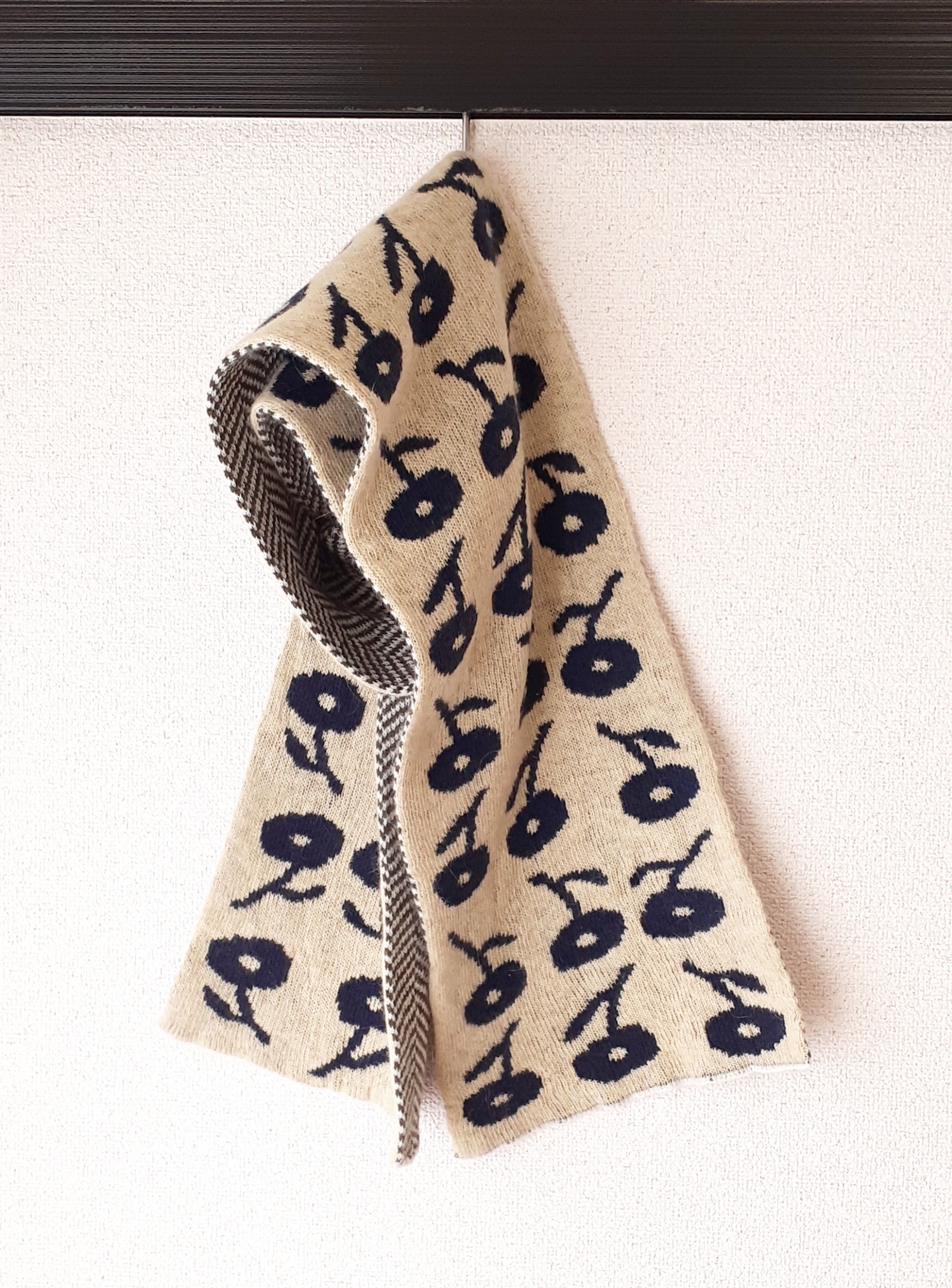 北欧柄リバーシブルマフラー②　アンゴラ混