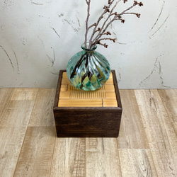 竹と焼桐の花台　焼き色：飴色（うす茶） 2枚目の画像