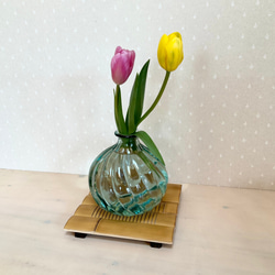 竹製の花台（平型）焼き色：飴色（うす茶） 3枚目の画像