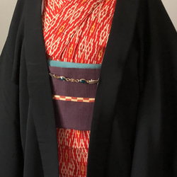 正絹　袷羽織　黒紋付地の紋抜き　ブラックジャケット風に 2枚目の画像