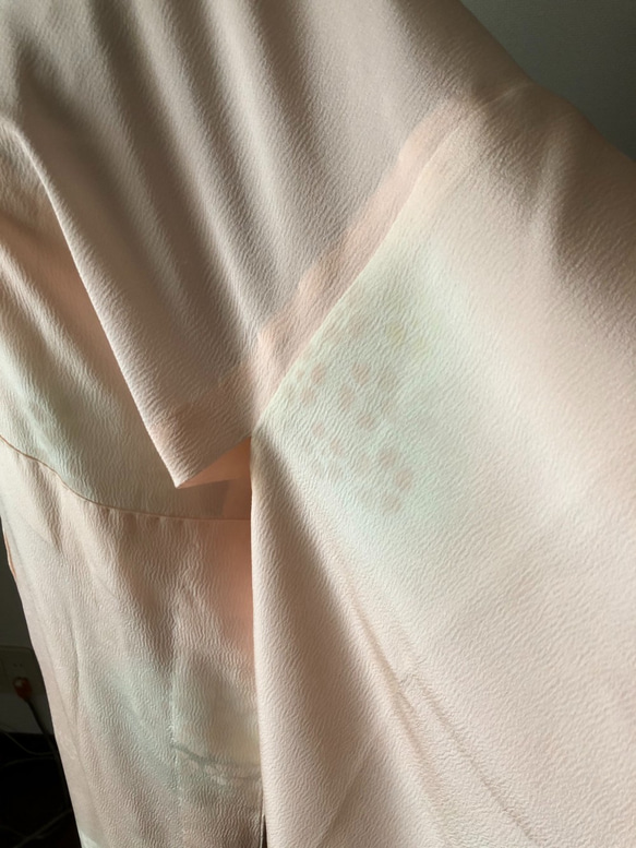 正絹　袷長襦袢　ベビーピンクにぼかしの梅柄　無双袖　居敷あて付き 3枚目の画像