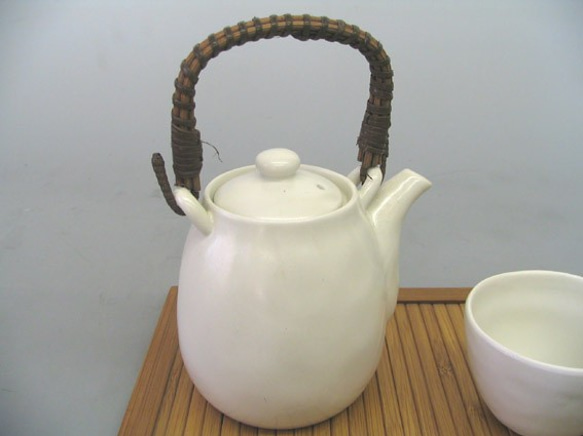 DOBIN 土瓶　400ｍｌナチュラルホワイト　ツル・茶こし付き　おうちカフェ　ポット　お茶　土瓶　急須 2枚目の画像