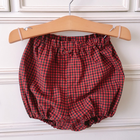 赤チェックのふんわりカボチャパンツ 80 ベビー服 あっぷるはうす 通販 