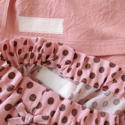 アポロカラーのベビー服　80　ピンクとドットのスモックとカボチャパンツ 4枚目の画像
