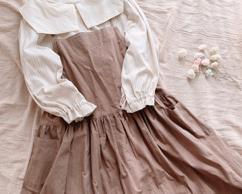 セーラーカラーブラウスとピクニックワンピース コーデセット  