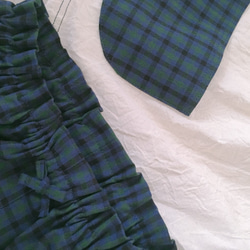 ナチュラルベビー服 チュニックとカボチャパンツ　80　生成×グリーンチェック 5枚目の画像