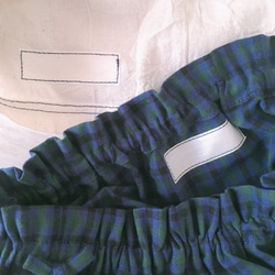 ナチュラルベビー服 チュニックとカボチャパンツ　80　生成×グリーンチェック 6枚目の画像