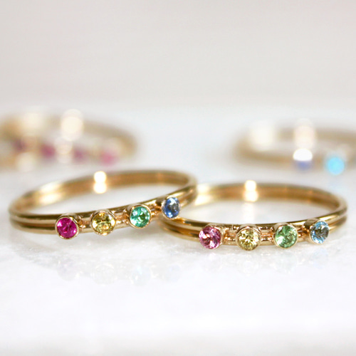 14kgf 石を自由に選べる天然石のアミュレットリング◇ルビー