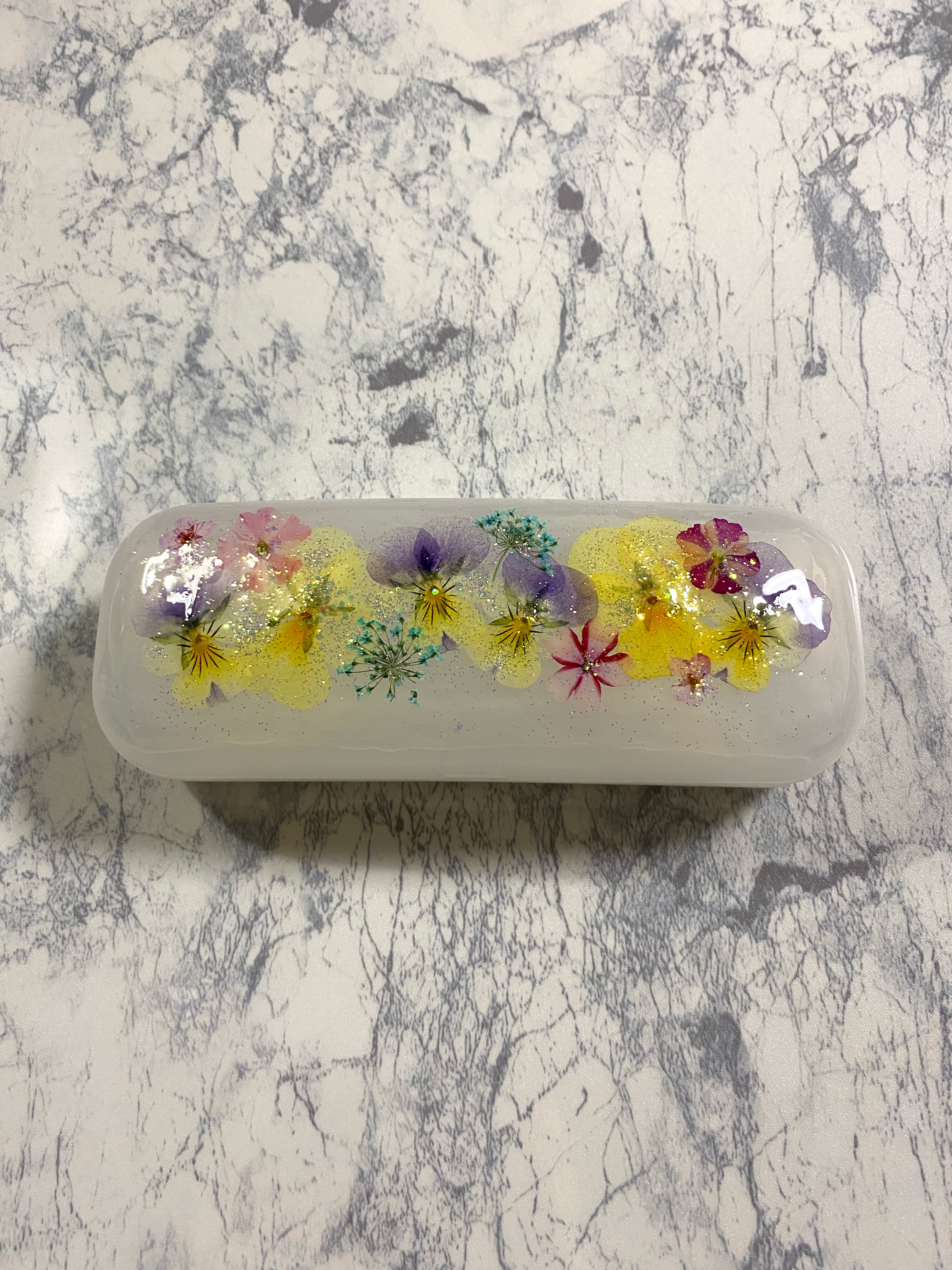 【イエロー系…大人Cute】受注制作　押し花素材　眼鏡ケース        Ω