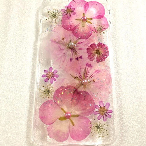iPhone6.6S 押し花ケース お値下げ中 新作】✨pink gradation ゼラニウム✨押し花素材 iPhone 6/6s