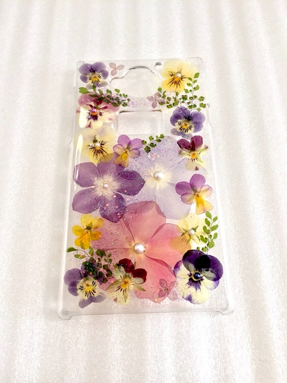 新作【さやか様ご専用】押し花✨ニチニチソウとビオラ②✨docomo  AQUOS  SH-04H ケース 1枚目の画像