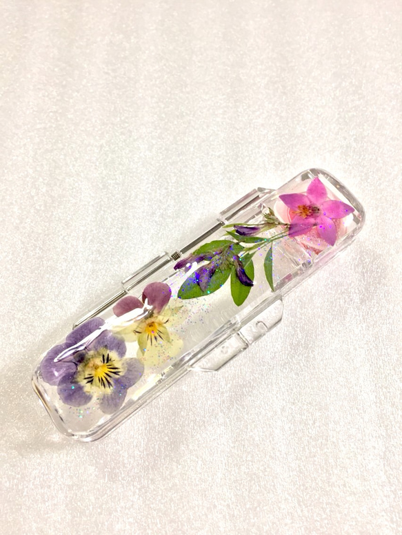 【再販】受注制作✨もりのビオラ達✨押し花素材 印鑑ケース 1枚目の画像