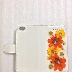 大人気❣️✨黄花コスモスとノースポール✨押し花 iphone14plus手帳型ケース 3枚目の画像