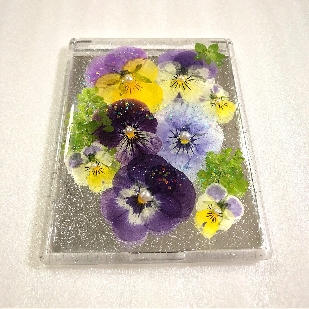 押し花ミラー❤️ビオラ