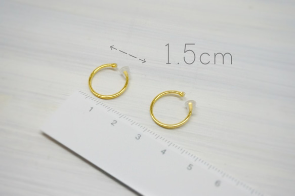 イヤリング 【 1.5cm まる ゴールド・シルバー】( 痛くないイヤリング ピアスみたいなイヤリング イヤーカフ ) 4枚目の画像