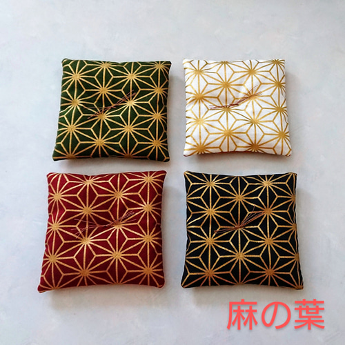 ミニ座布団 麻の葉 10cm角 4枚セット 置物用 飾り座布団 その他