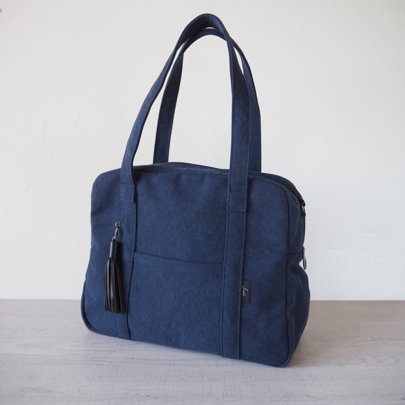 ハンドメイド 1点物 ネイビーブルー バックパック 手作り