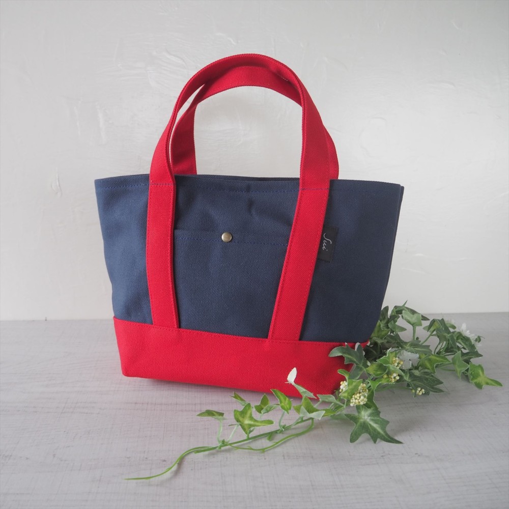 ＊トートバッグ＊ネイビー×レッド 美品＊