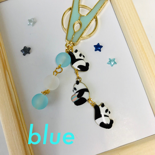 ぶら下がりパンダちゃん ジャラジャラ キーホルダー 洗濯バサミ/ピンチ