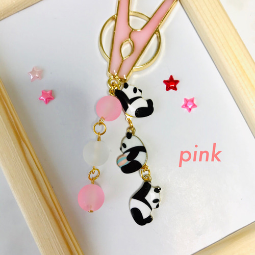 ぶら下がりパンダちゃん ジャラジャラ キーホルダー 洗濯バサミ/ピンチ