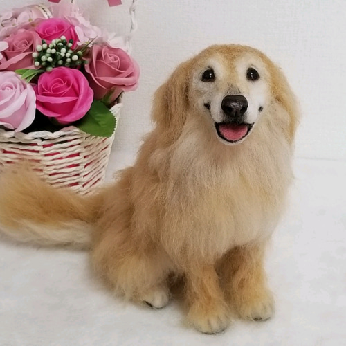 羊毛フェルト ゴールデンレトリバー 完成品 羊毛フェルト